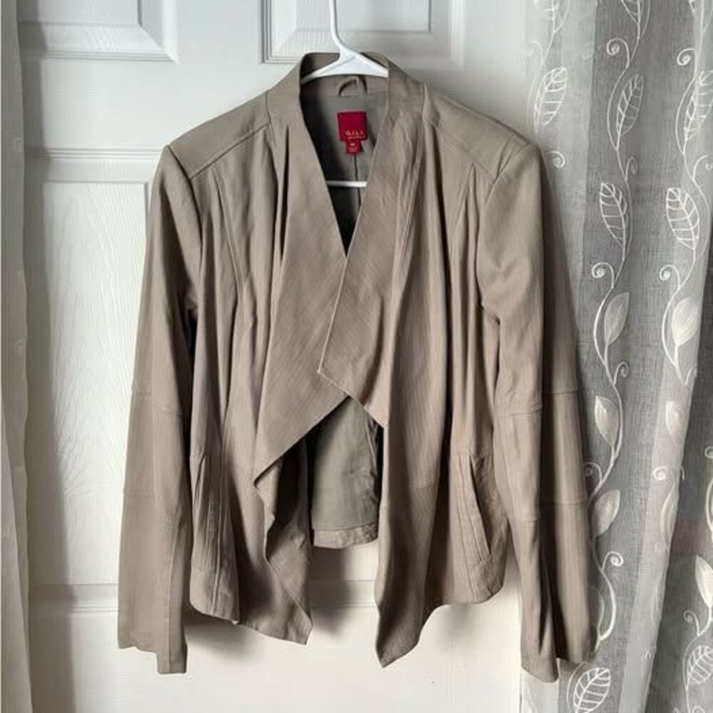 G.I.L.I. Textured Leather Stand Collar Jacket Womens 14 Moto Style shoulder mark